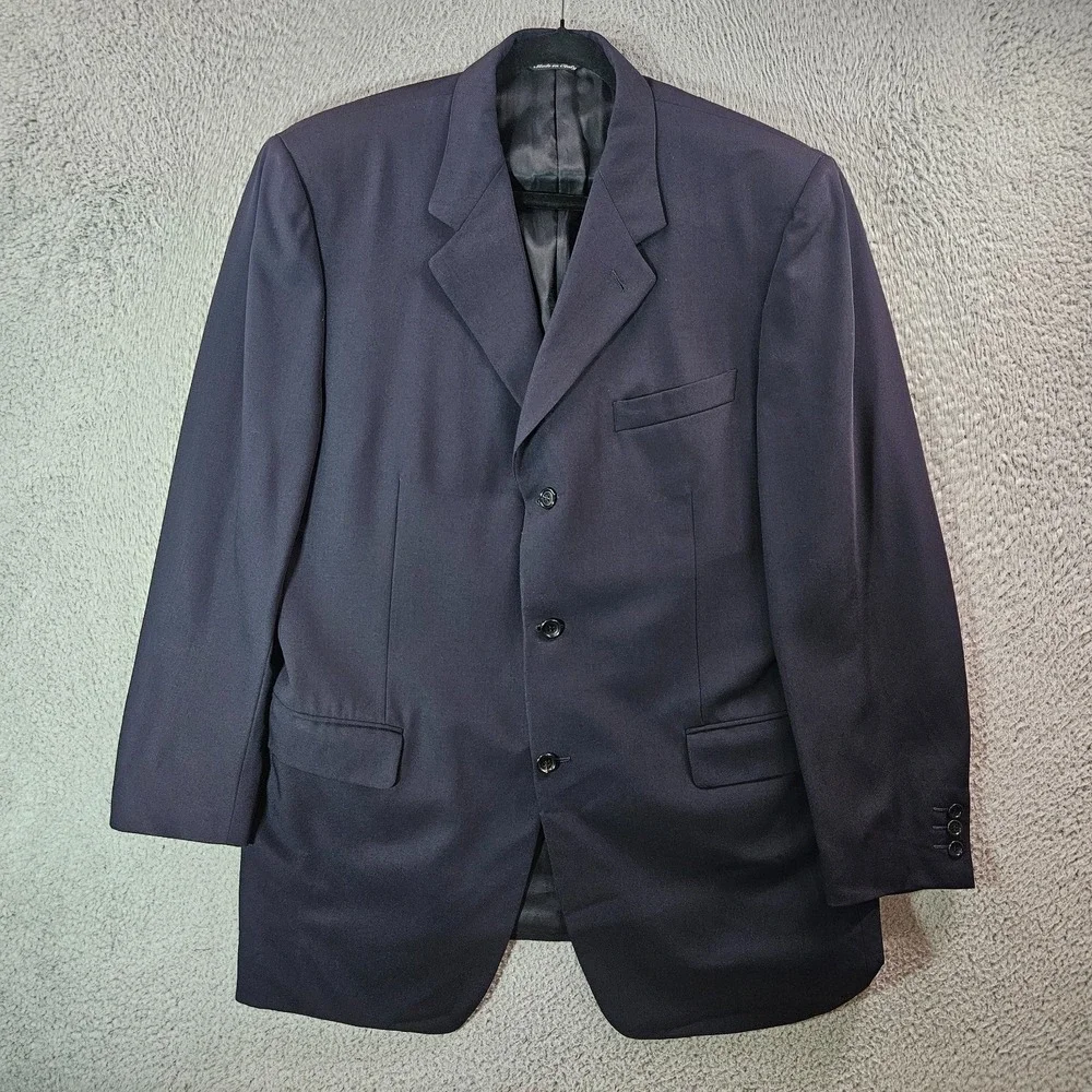 Canali Proposta 44L UK 54L 100% Wool Suit‎ Blazer Jacket Men Dark Navy - Flaw